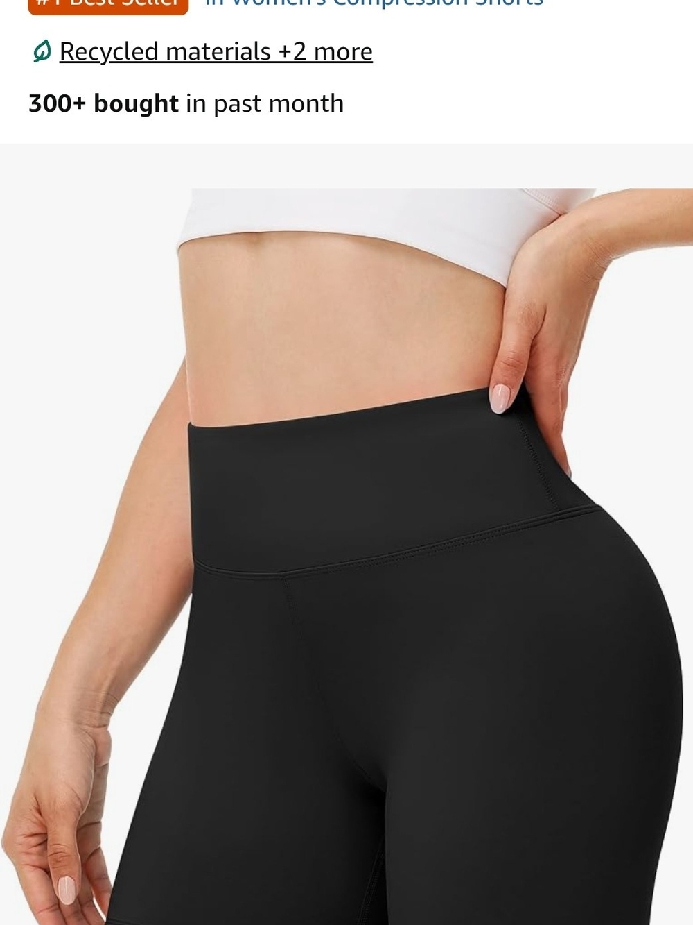 High-Waist Black Bike Shorts – Women's Compression- Black -L